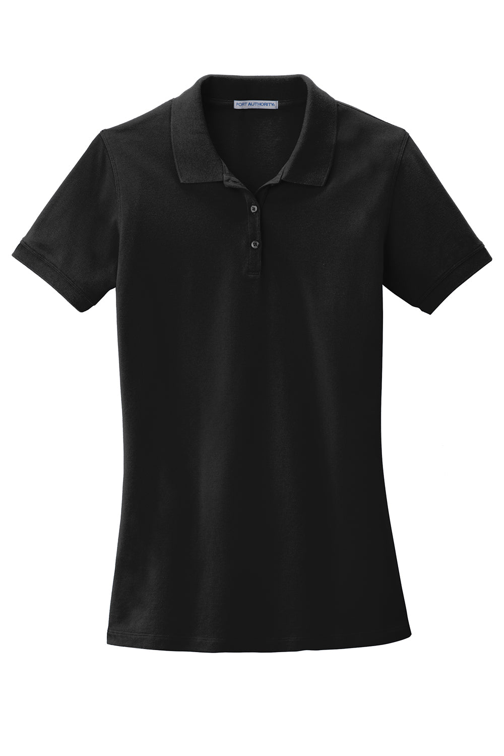 Port Authority LK8000 Womens Wrinkle Resistant Short Sleeve Polo Shirt Black Flat Front