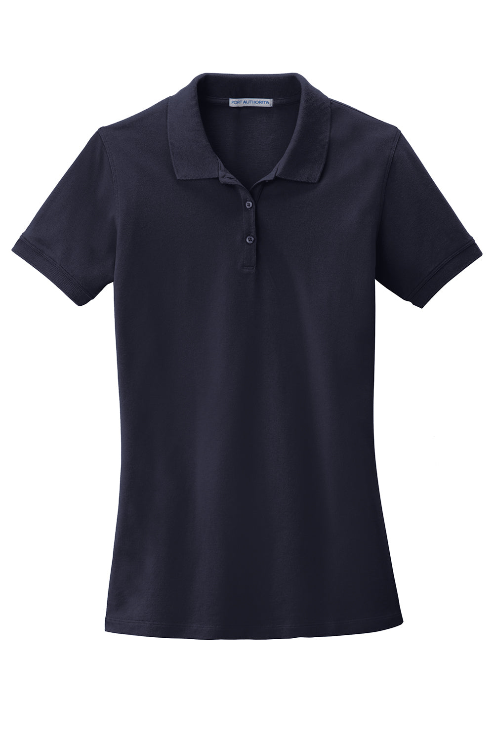 Port Authority LK8000 Womens Wrinkle Resistant Short Sleeve Polo Shirt Navy Blue Flat Front