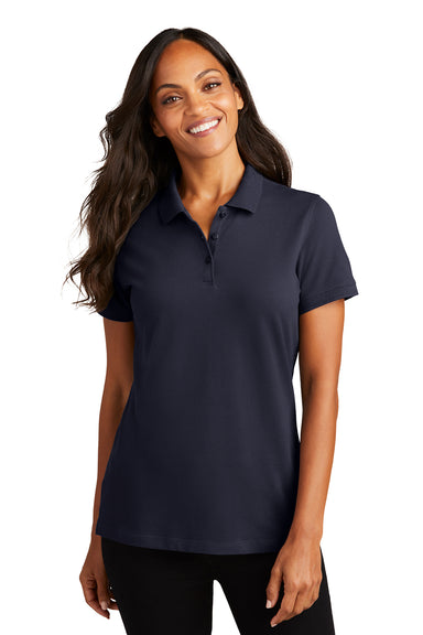 Port Authority LK8000 Womens Wrinkle Resistant Short Sleeve Polo Shirt Navy Blue Model Front