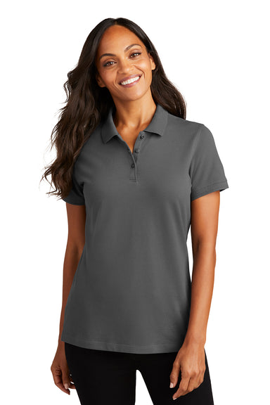 Port Authority LK8000 Womens Wrinkle Resistant Short Sleeve Polo Shirt Sterling Grey Model Front