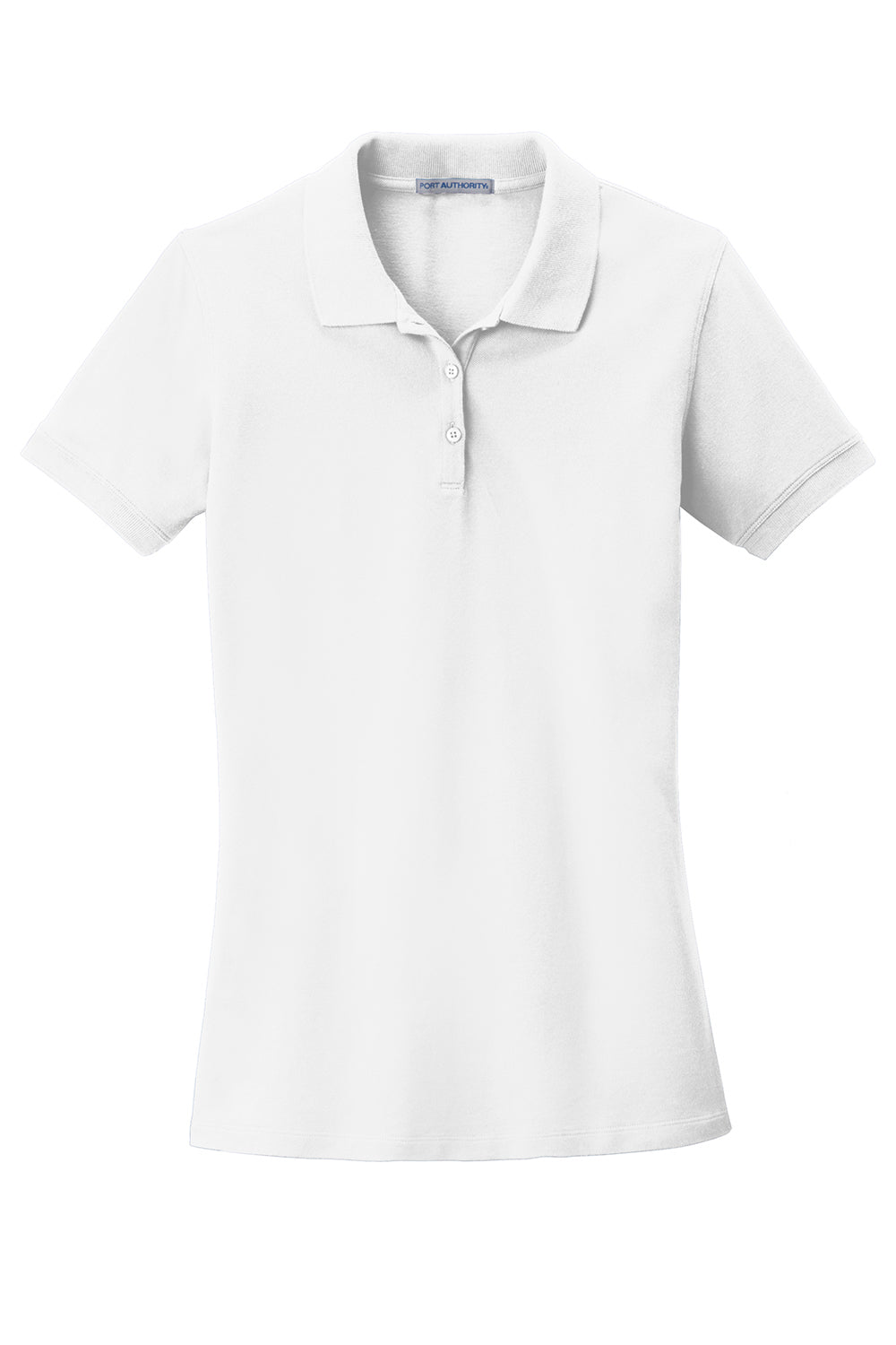 Port Authority LK8000 Womens Wrinkle Resistant Short Sleeve Polo Shirt White Flat Front