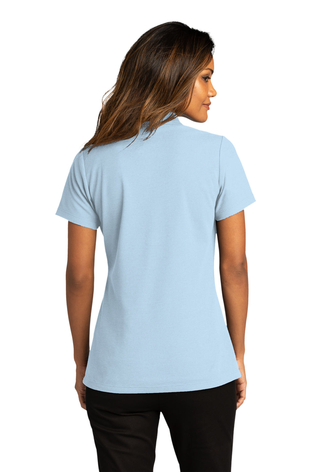 Port Authority LK810 Womens React SuperPro Snag Resistant Short Sleeve Polo Shirt Cloud Blue Model Back