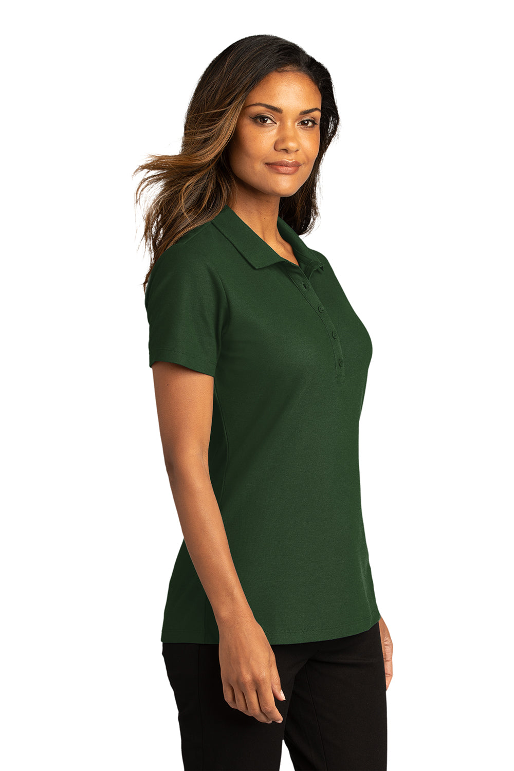 Port Authority LK810 Womens React SuperPro Snag Resistant Short Sleeve Polo Shirt Dark Green Model 3q