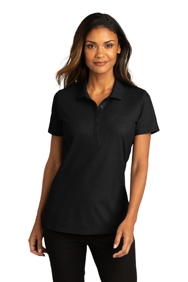 Port Authority LK810 Womens React SuperPro Snag Resistant Short Sleeve Polo Shirt Deep Black Model Front