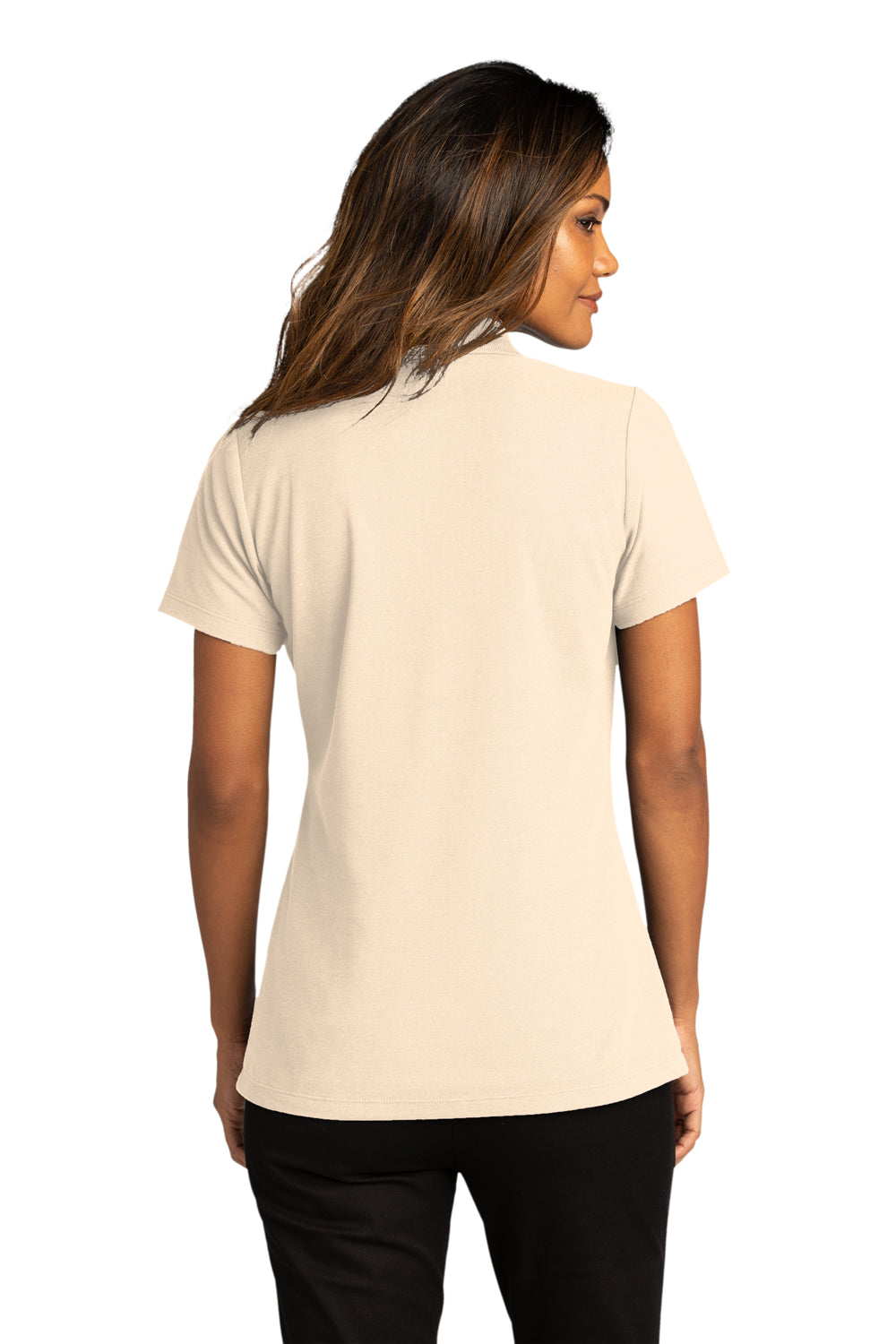 Port Authority LK810 Womens React SuperPro Snag Resistant Short Sleeve Polo Shirt Ecru Model Back