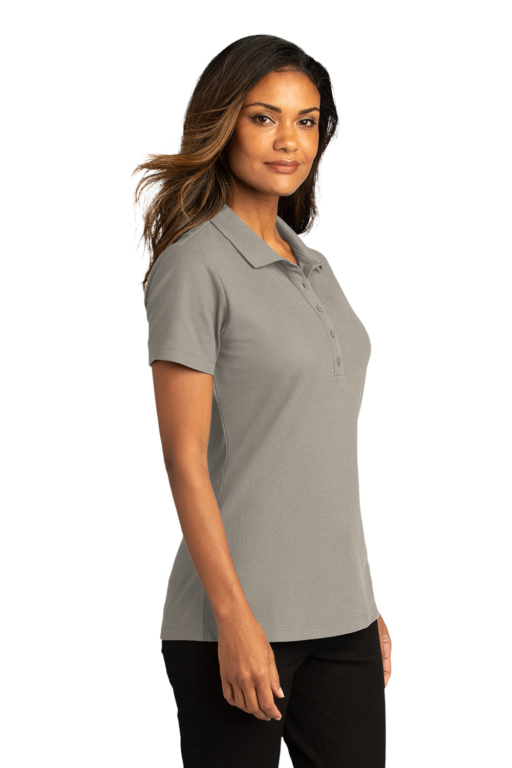 Port Authority LK810 Womens React SuperPro Snag Resistant Short Sleeve Polo Shirt Gusty Grey Model 3q