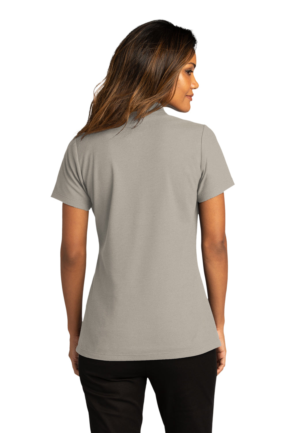 Port Authority LK810 Womens React SuperPro Snag Resistant Short Sleeve Polo Shirt Gusty Grey Model Back