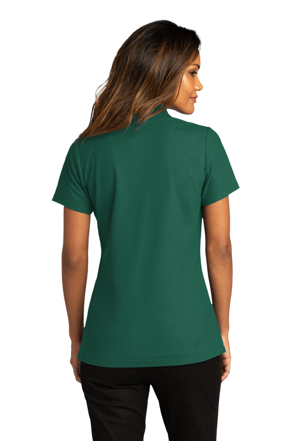 Port Authority LK810 Womens React SuperPro Snag Resistant Short Sleeve Polo Shirt Marine Green Model Back