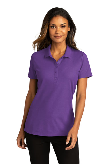 Port Authority LK810 Womens React SuperPro Snag Resistant Short Sleeve Polo Shirt Purple Model Front