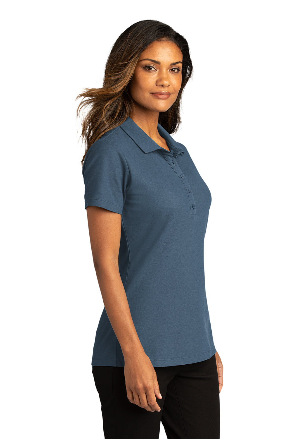 Port Authority LK810 Womens React SuperPro Snag Resistant Short Sleeve Polo Shirt Regatta Blue Model 3q