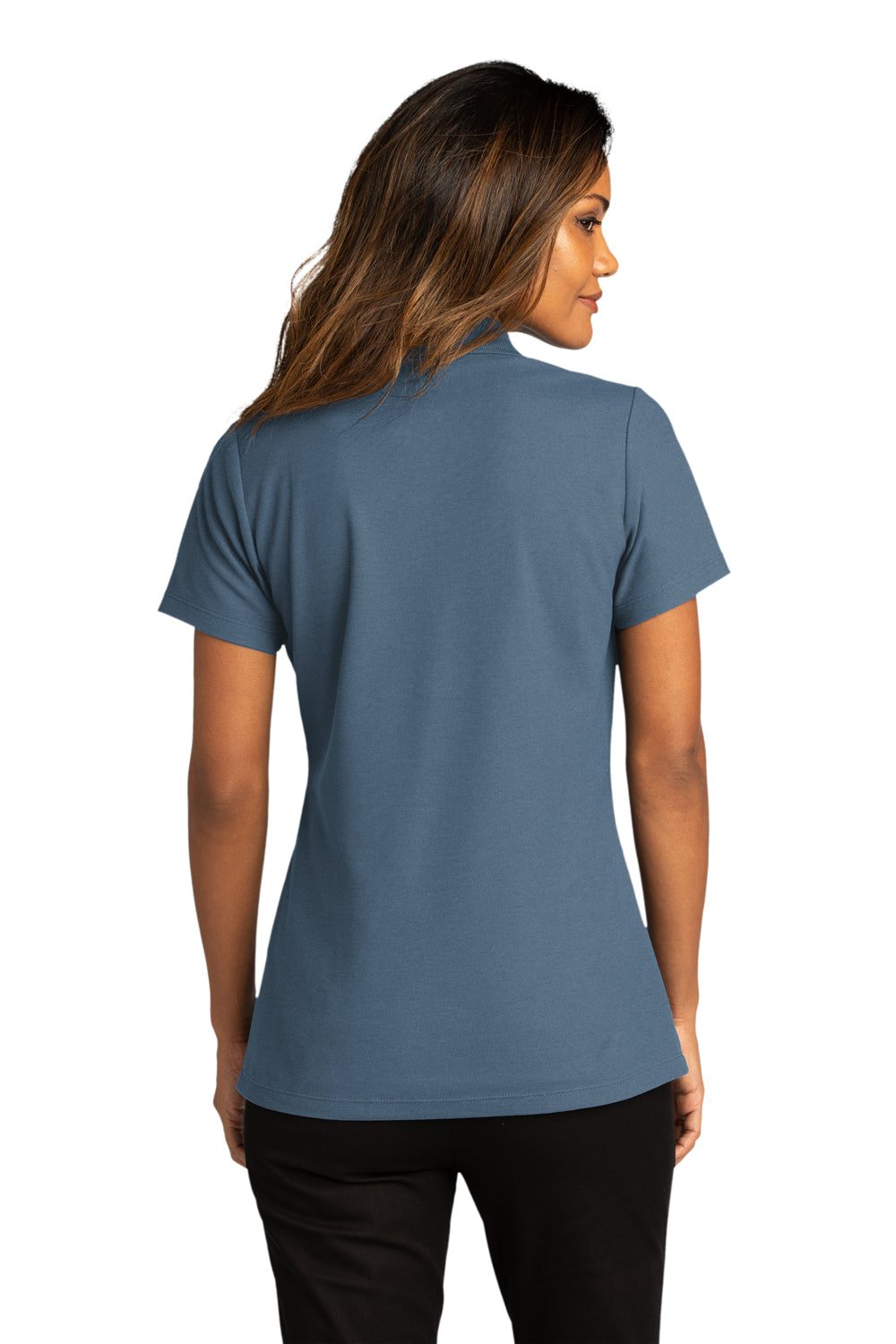 Port Authority LK810 Womens React SuperPro Snag Resistant Short Sleeve Polo Shirt Regatta Blue Model Back