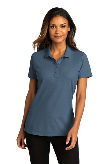 Port Authority LK810 Womens React SuperPro Snag Resistant Short Sleeve Polo Shirt Regatta Blue Model Front