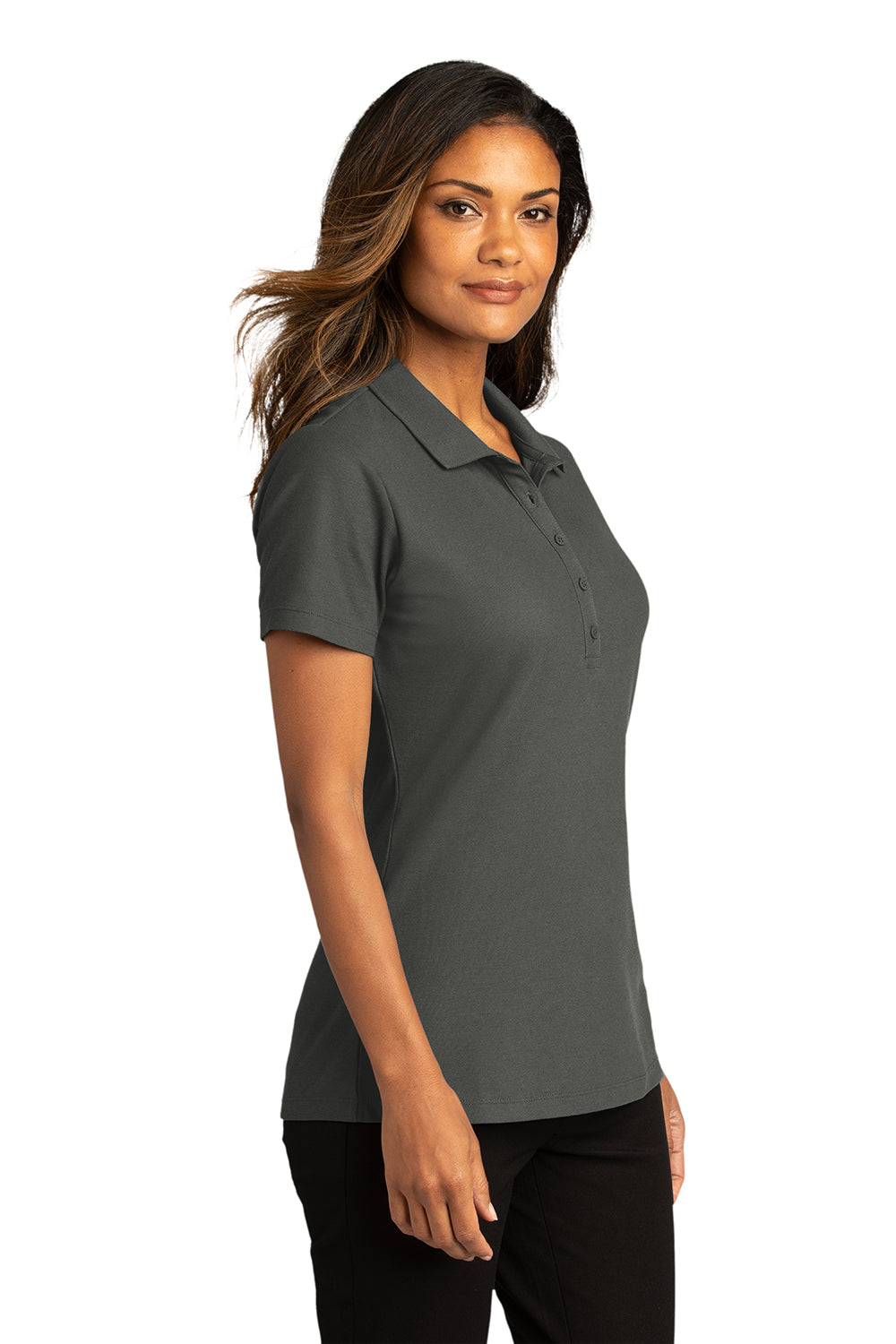 Port Authority LK810 Womens React SuperPro Snag Resistant Short Sleeve Polo Shirt Storm Grey Model 3q