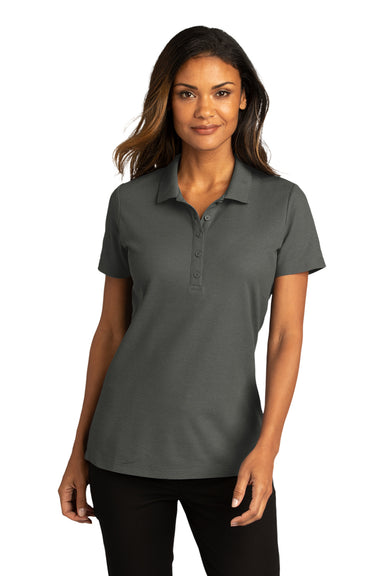 Port Authority LK810 Womens React SuperPro Snag Resistant Short Sleeve Polo Shirt Storm Grey Model Front