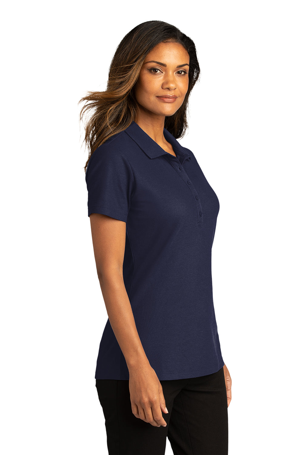 Port Authority LK810 Womens React SuperPro Snag Resistant Short Sleeve Polo Shirt True Navy Blue Model 3q