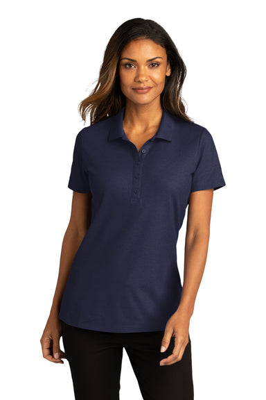 Port Authority LK810 Womens React SuperPro Snag Resistant Short Sleeve Polo Shirt True Navy Blue Model Front