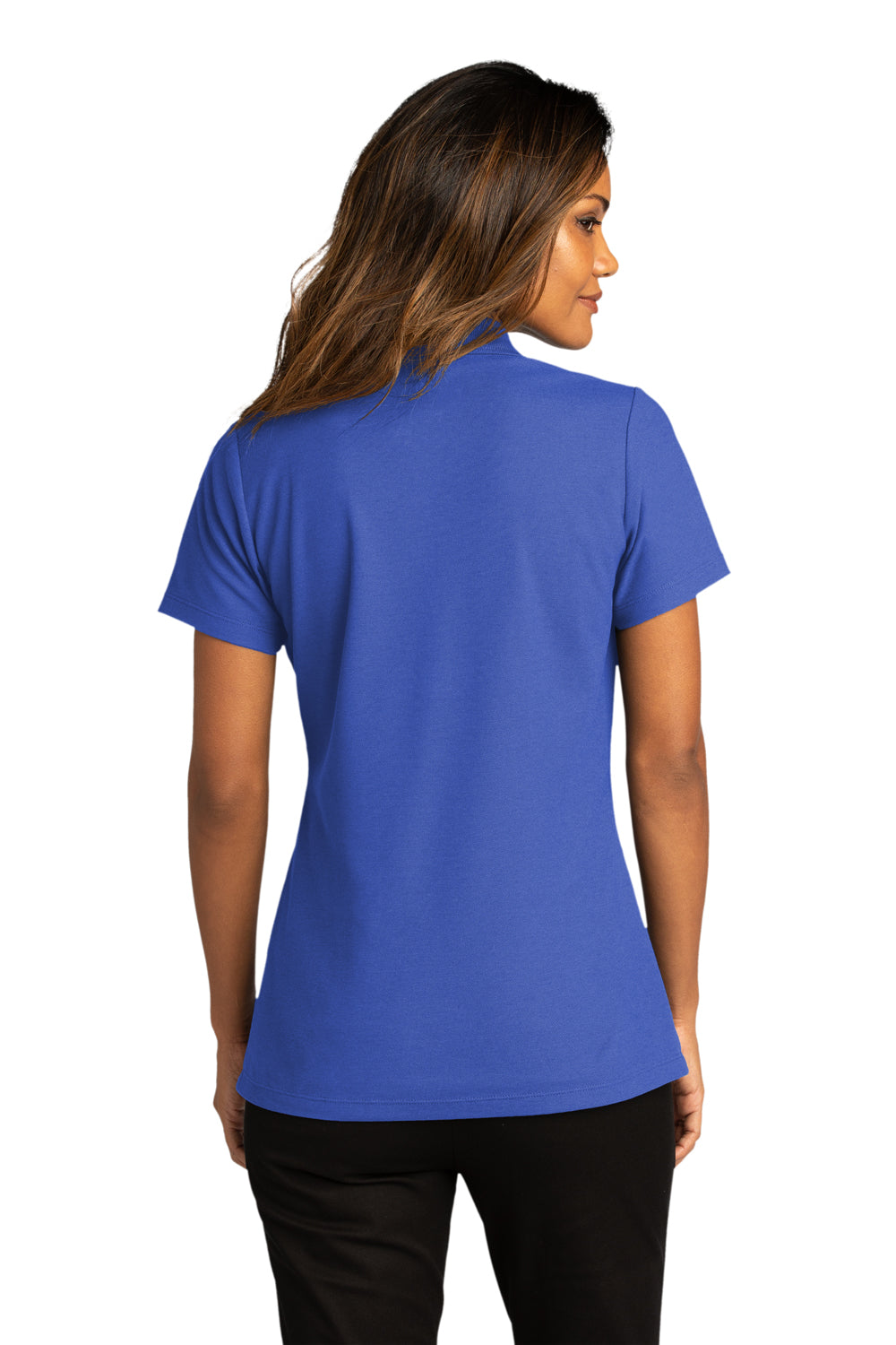 Port Authority LK810 Womens React SuperPro Snag Resistant Short Sleeve Polo Shirt True Royal Blue Model Back