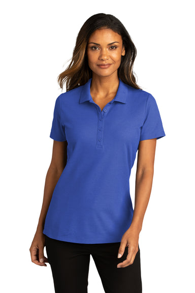 Port Authority LK810 Womens React SuperPro Snag Resistant Short Sleeve Polo Shirt True Royal Blue Model Front