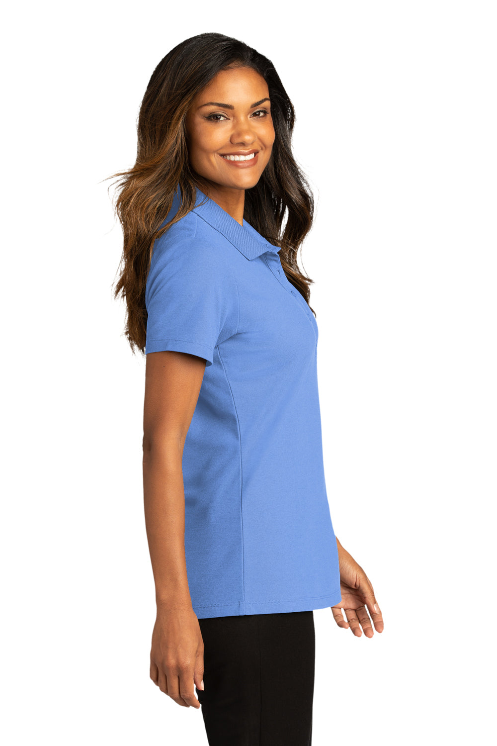 Port Authority LK810 Womens React SuperPro Snag Resistant Short Sleeve Polo Shirt Ultramarine Blue Model Side