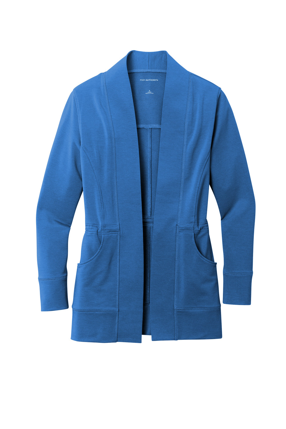 Port Authority LK825 Womens Microterry Snag Resistant Long Sleeve Cardigan Sweater Aegean Blue Flat Front