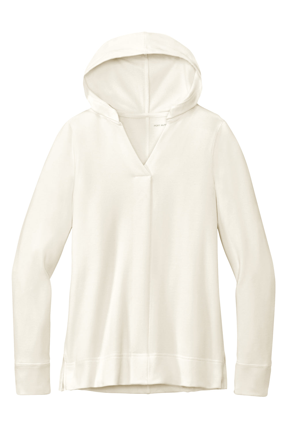 Port Authority LK826 Womens Microterry Snag Resistant Hooded Sweatshirt Hoodie Ivory Chiffon White Flat Front