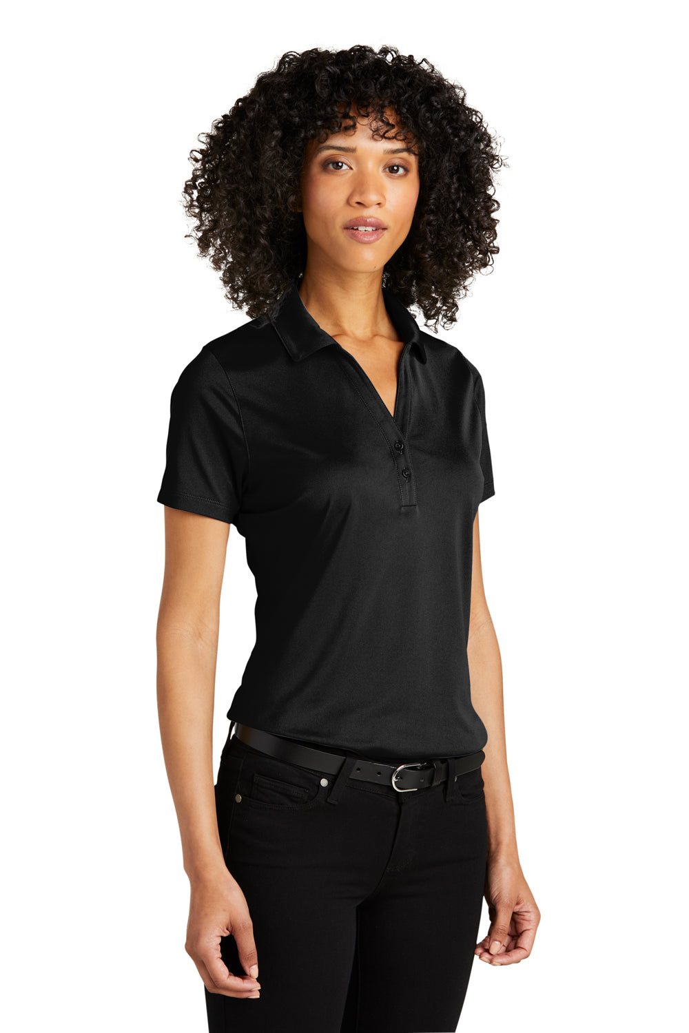 Port Authority LK863 Womens C-Free Performance Moisture Wicking Short Sleeve Polo Shirt Deep Black Model 3q