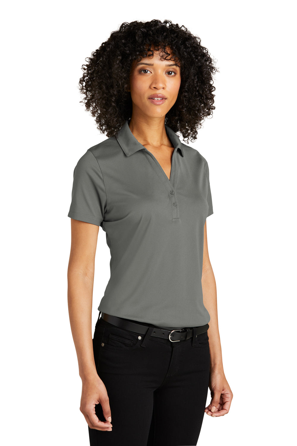 Port Authority LK863 Womens C-Free Performance Moisture Wicking Short Sleeve Polo Shirt Smoke Grey Model 3q