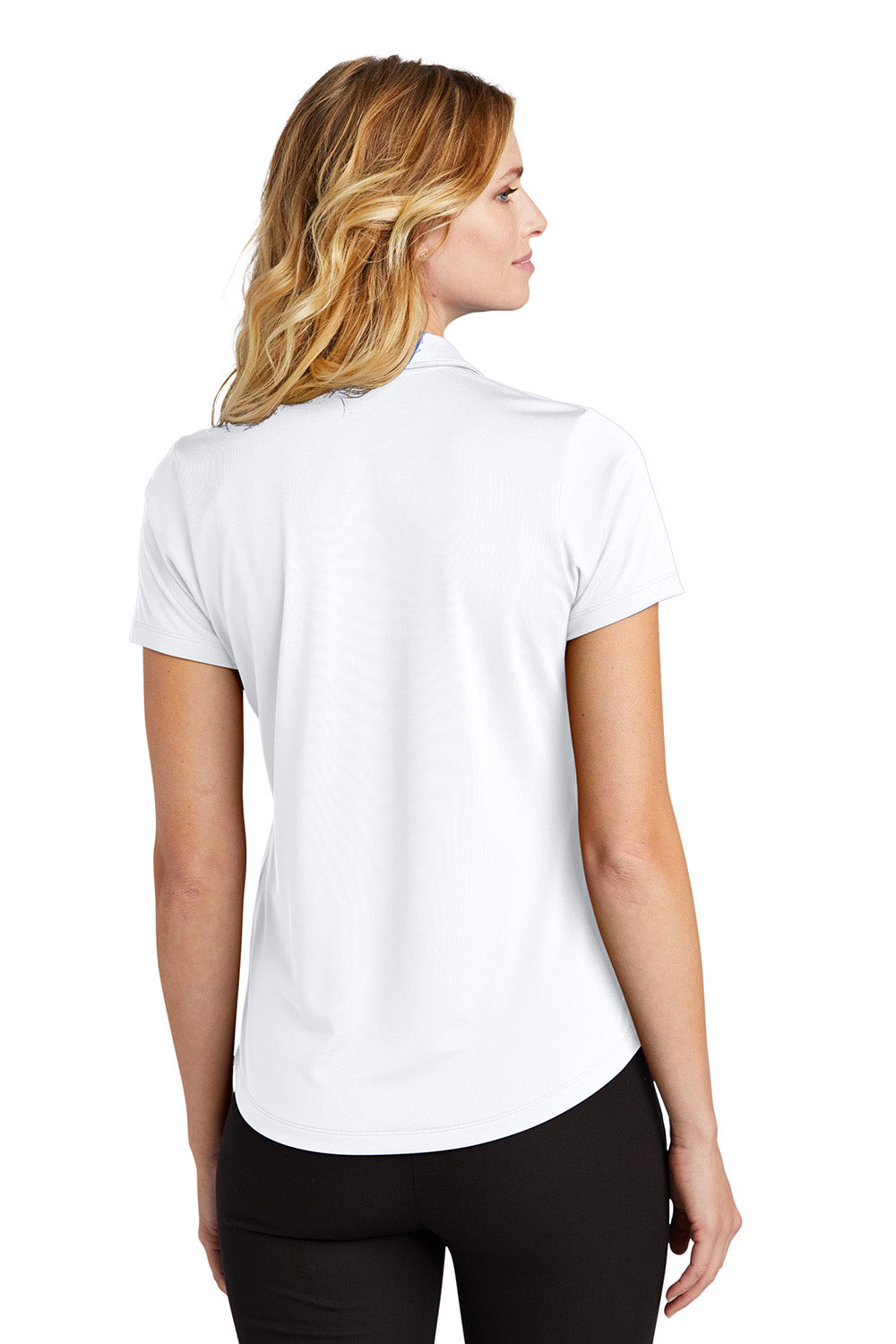 Port Authority LK864 Womens C-Free Performance Moisture Wicking Short Sleeve Polo Shirt White Model Back