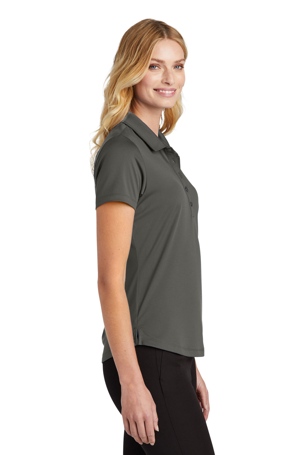 Port Authority LK864 Womens C-Free Performance Moisture Wicking Short Sleeve Polo Shirt Steel Grey Model Side