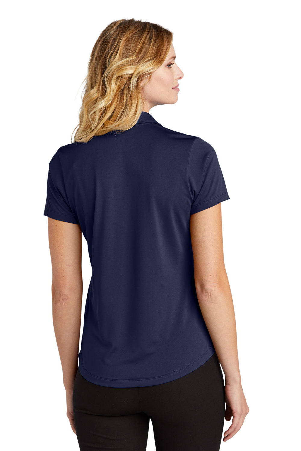 Port Authority LK864 Womens C-Free Performance Moisture Wicking Short Sleeve Polo Shirt True Navy Blue Model Back