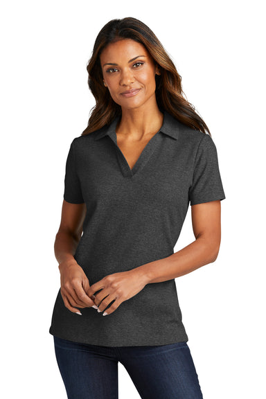 Port Authority LK867 Womens C-FREE Pique Short Sleeve Polo Shirt Heather Charcoal Grey Model Front