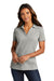 Port Authority LK867 Womens C-FREE Pique Short Sleeve Polo Shirt Heather Deep Smoke Grey Model Front