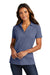 Port Authority LK867 Womens C-FREE Pique Short Sleeve Polo Shirt Heather Navy Blue Model Front