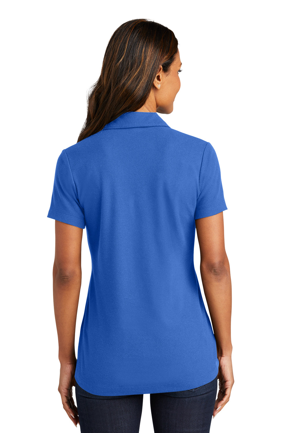 Port Authority LK867 Womens C-FREE Pique Short Sleeve Polo Shirt True Blue Model Back