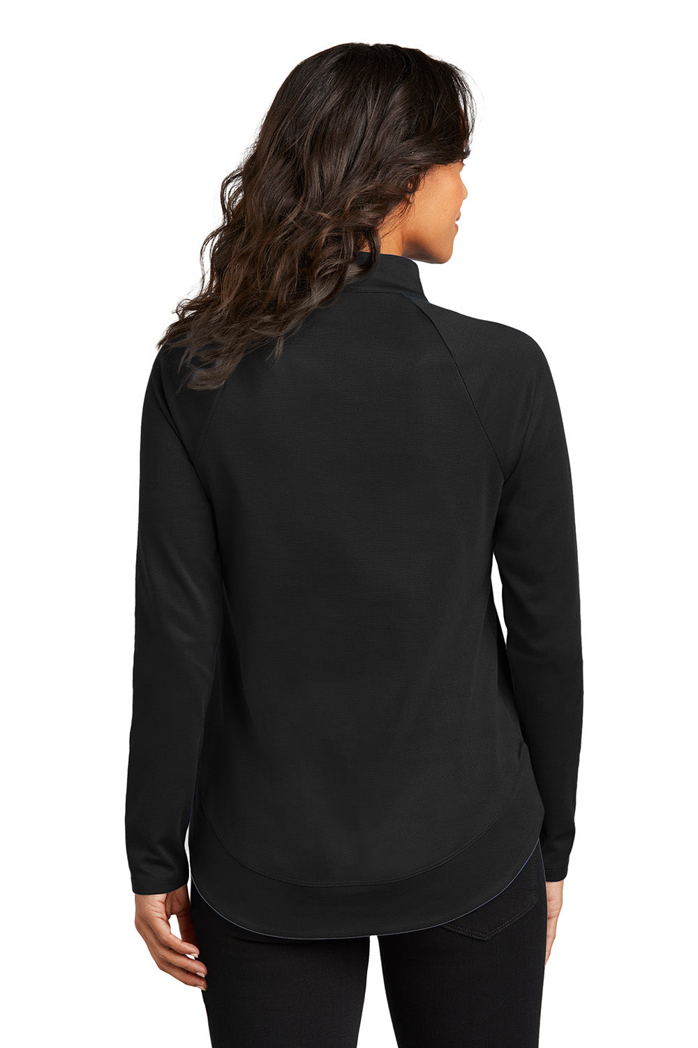 Port Authority LK870 Womens C-FREE Cypress 1/4 Zip Sweatshirt Deep Black Model Back