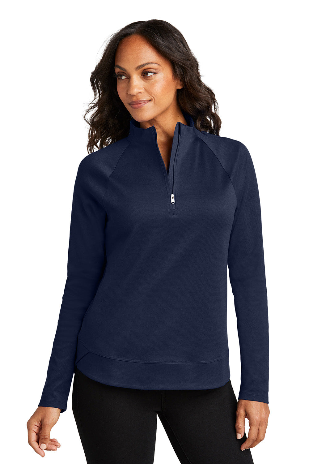 Port Authority LK870 Womens C-FREE Cypress 1/4 Zip Sweatshirt True Navy Blue Model Front