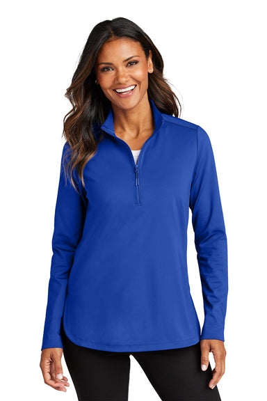 Port Authority LK880 Womens C-FREE Double Knit 1/4 Zip Sweatshirt True Royal Blue Model Front