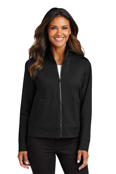 Port Authority LK881 Womens C-FREE Double Knit Full Zip Sweatshirt Deep Black Model Front