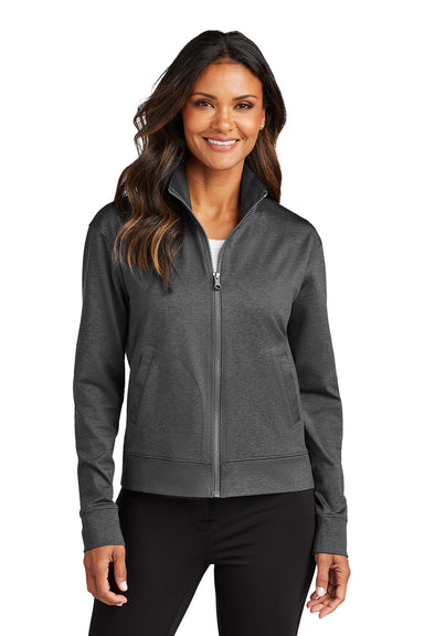 Port Authority LK881 Womens C-FREE Double Knit Full Zip Sweatshirt Heather Steel Grey Model Front