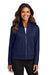 Port Authority LK881 Womens C-FREE Double Knit Full Zip Sweatshirt True Navy Blue Model Front