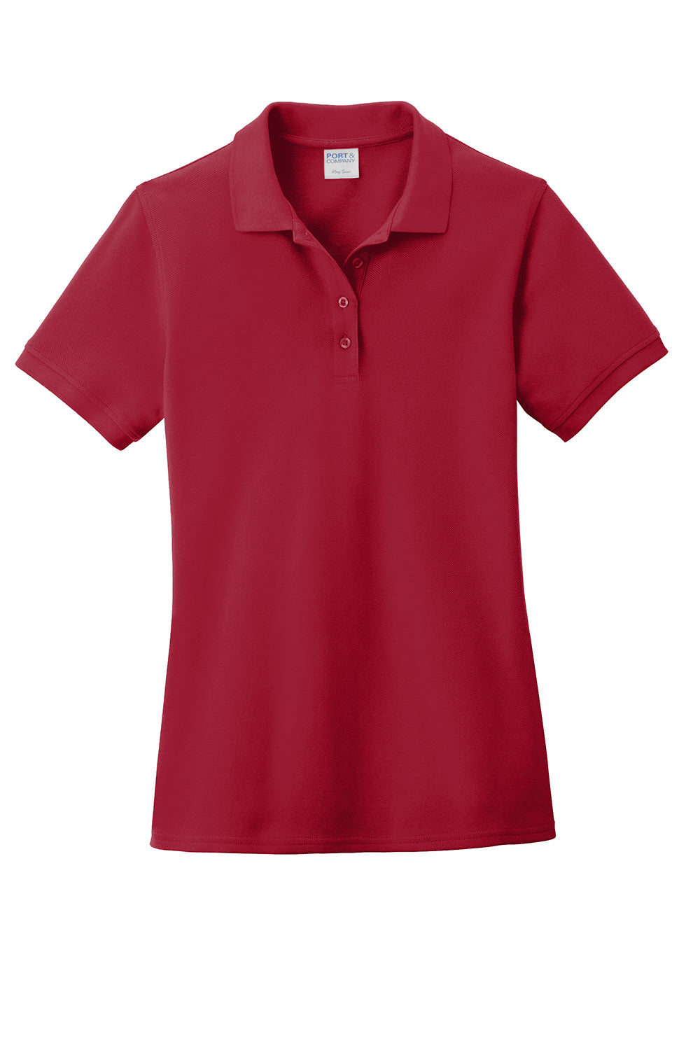 Port & Company LKP1500 Womens Stain Resistant Short Sleeve Polo Shirt Red Flat Front