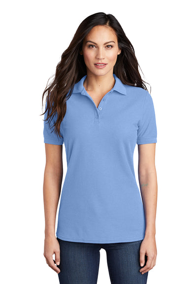 Port & Company LKP155 Womens Core Stain Resistant Short Sleeve Polo Shirt Light Blue Model Front