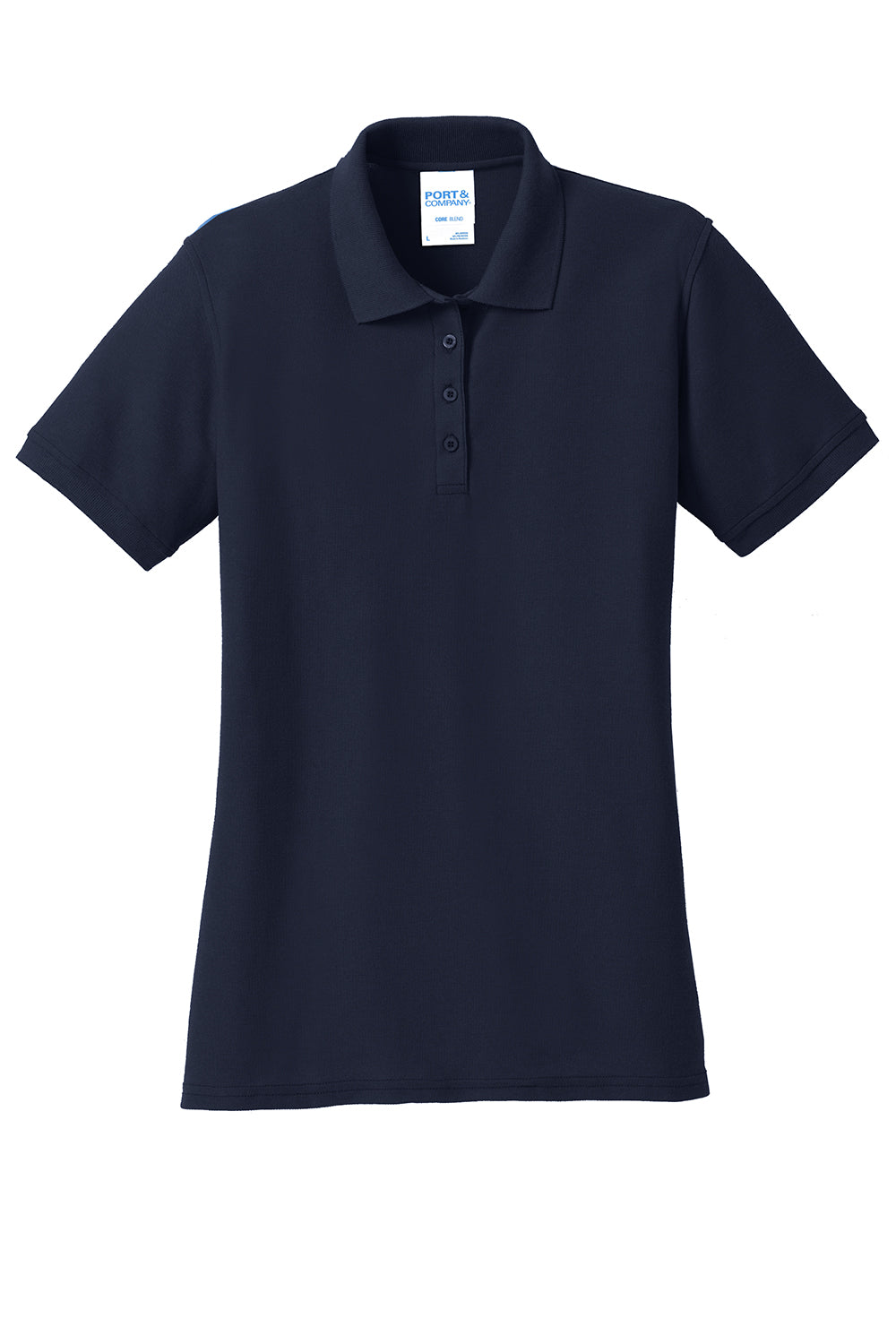 Port & Company LKP155 Womens Core Stain Resistant Short Sleeve Polo Shirt Deep Navy Blue Flat Front