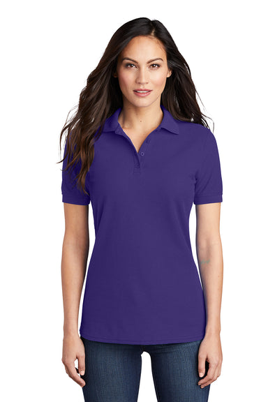 Port & Company LKP155 Womens Core Stain Resistant Short Sleeve Polo Shirt Purple Model Front