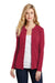 Port Authority LM1008 Womens Concept Long Sleeve Cardigan Sweater Rich Red Model Front