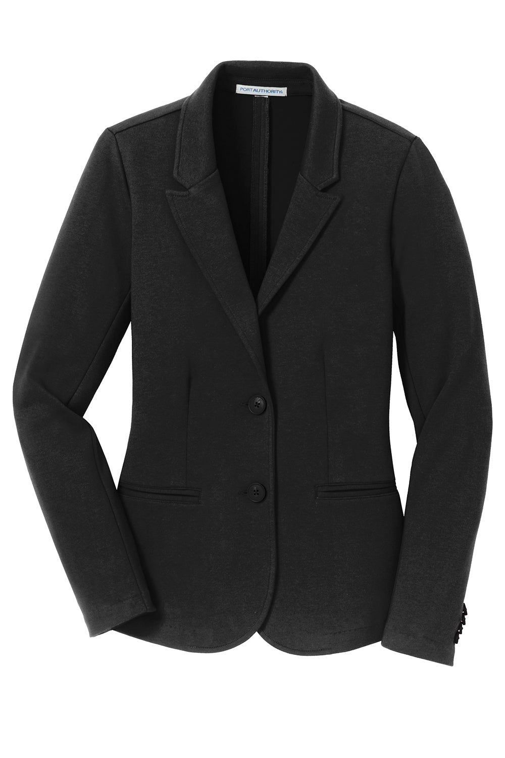 Port Authority LM2000 Womens Knit Button Down Blazer Black Flat Front