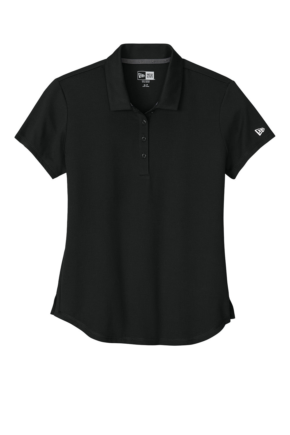 New Era LNEA225 Womens Power Short Sleeve Polo Shirt Black Flat Front