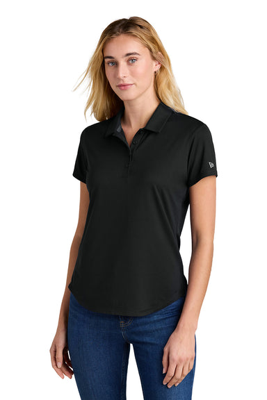 New Era LNEA225 Womens Power Short Sleeve Polo Shirt Black Model Front