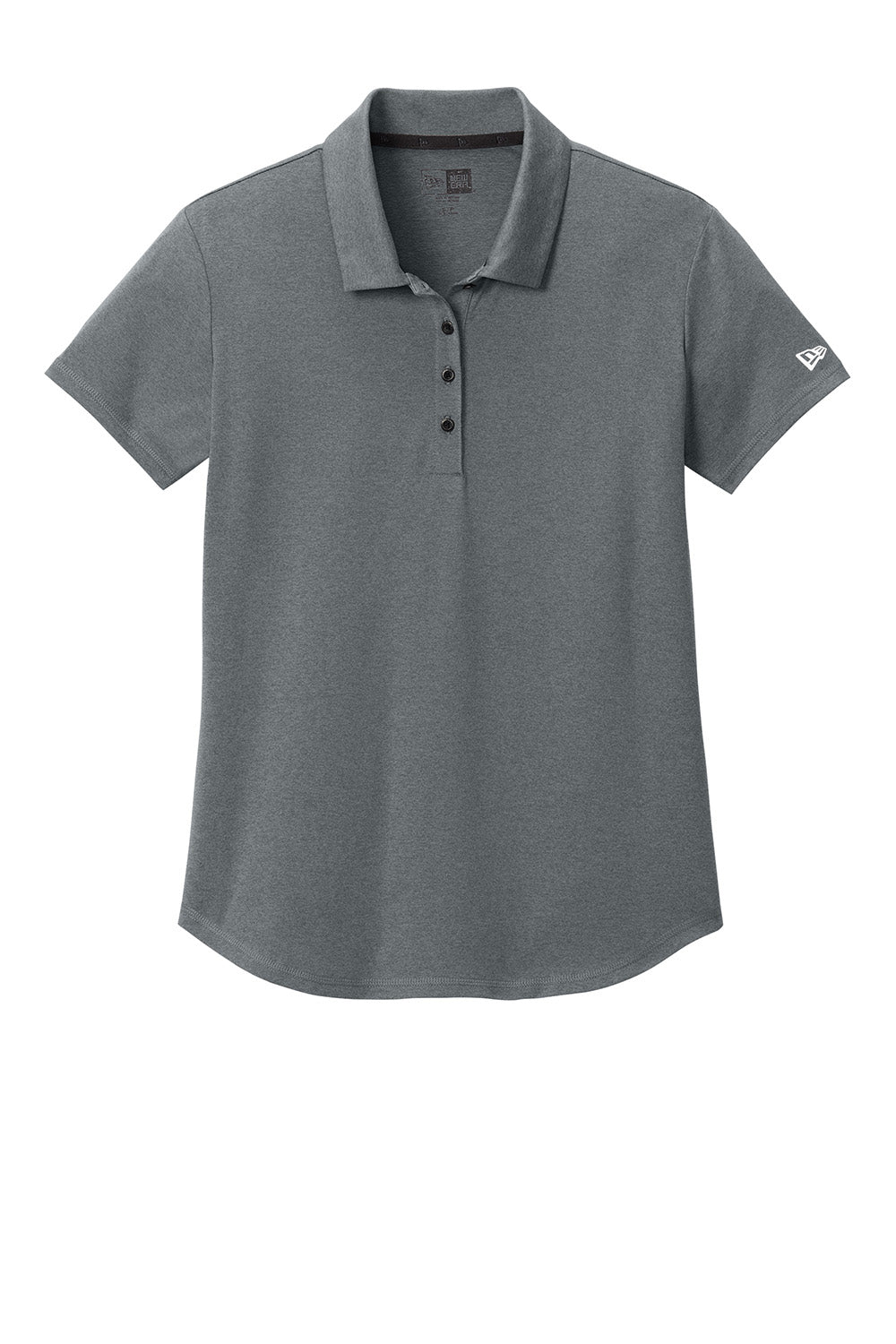 New Era LNEA225 Womens Power Short Sleeve Polo Shirt Heather Shadow Grey Flat Front