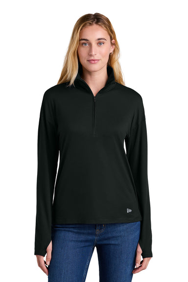 New Era LNEA228 Womens Power 1/4 Zip Sweatshirt Black Model Front